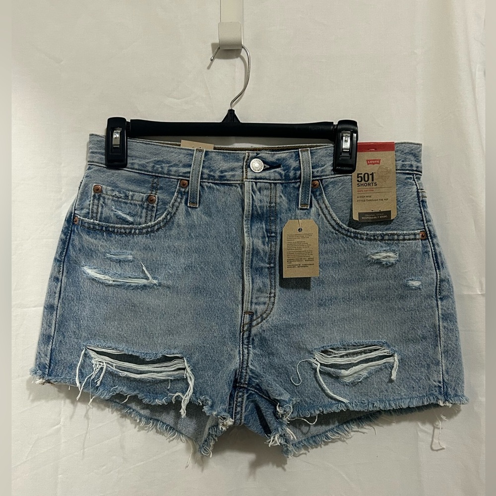 Levi's - Women's Ripped Jean Shorts - Light Blue